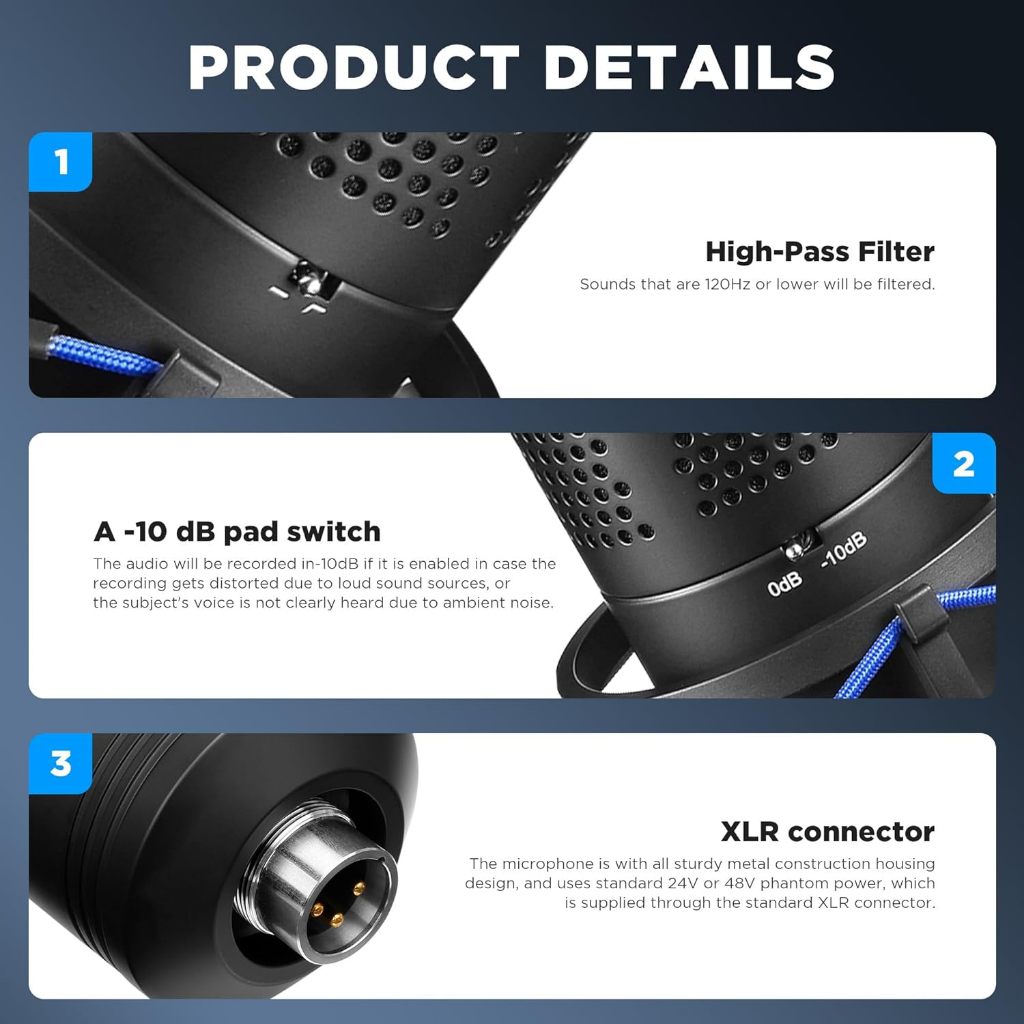 [CLEARANCE] Boya BY-M1000 BY M1000 Large Diaphragm Condenser Studio Microphone for Podcast Vlog Livestream Streaming Musician Recording Video