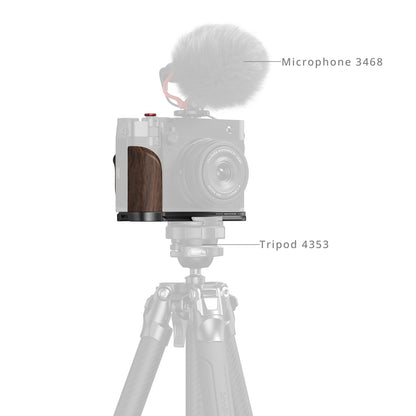 SmallRig Camera L-Shape Mount Bracket for FUJIFILM GFX100RF with Wooden Grip, Shutter Button, Arca-Swiss Type Baseplate, 1/4"-20 Thread Accessory Attachment | Black | Silver | 5265 | 5266 | JG