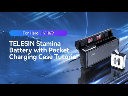TELESIN 2pcs Battery & 3-Bay Charging Case Kit for GoPro HERO 12 / 11 / 10 / 9 with MicroSD Card Slots