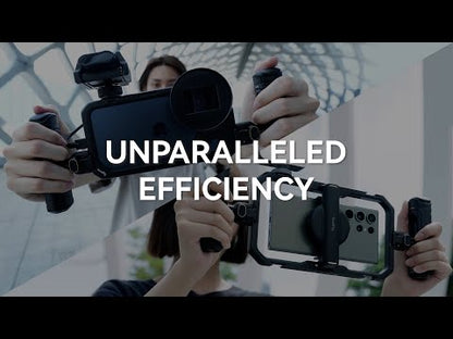 [CLEARANCE] SmallRig Mobile Phone Case Video Cage Kit for iPhone 15 Pro Max with Quick Release Horizontal / Vertical Dual Side Handles, Multiple Cold Shoe Mounts, Wireless Control, 1/4"-20 Attachment Threads, and M-Mount Lens Plate | 4392