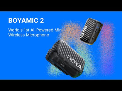 BOYA BOYAMIC 2 AI-Powered Wireless Mini Microphone Lapel with True Noise Cancellation, 32-bit Onboard Recording, AMOLED Touchscreen & Multi-Device Support for Vlogging, Live Broadcast and Interview