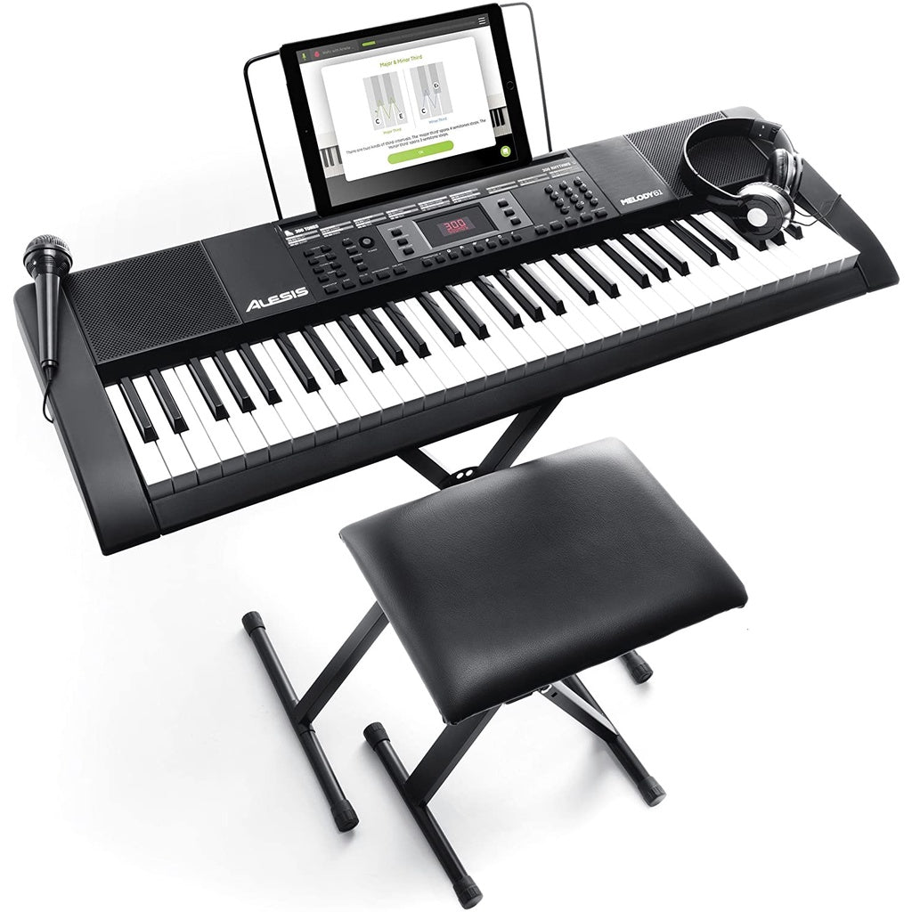 [CLEARANCE] Alesis Melody 61 MKII 61-Keys Digital Keyboard with Built-In Speakers and 300 Tones (Bench and Stand Included) | Mark II