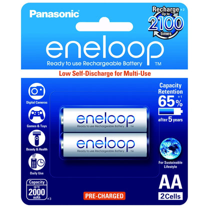 Panasonic Eneloop BK 3MCCE 2BT AA Rechargeable Battery Pack of 2 (White) x3