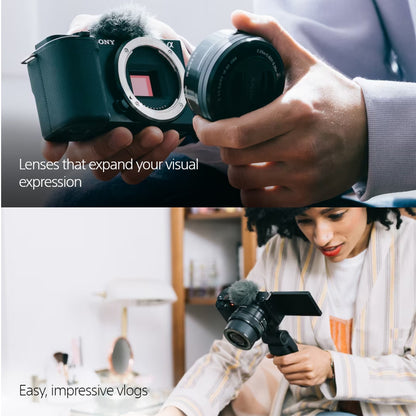 Sony ZV-E10 Mirrorless Digital Camera Body and Kit with E-Mount 16-50mm Lens, APS-C Sensor, UHD 4K30p & Full HF 120p Video, 425-Point Fast Hybrid AF, BOINZ XR, Touch Screen Display- Black & White