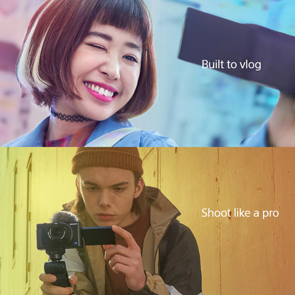 Sony ZV-1 Digital Camera with 24-70mm f/1.8-2.8 Zoom Lens, 20.1MP CMOS Sensor, UHD 4K30p Video Recording, 3.0" Side Flip- Out Touchscreen LCD and Built- in Directional 3-Capsule Mic for Content Creators and Vloggers - Black & White