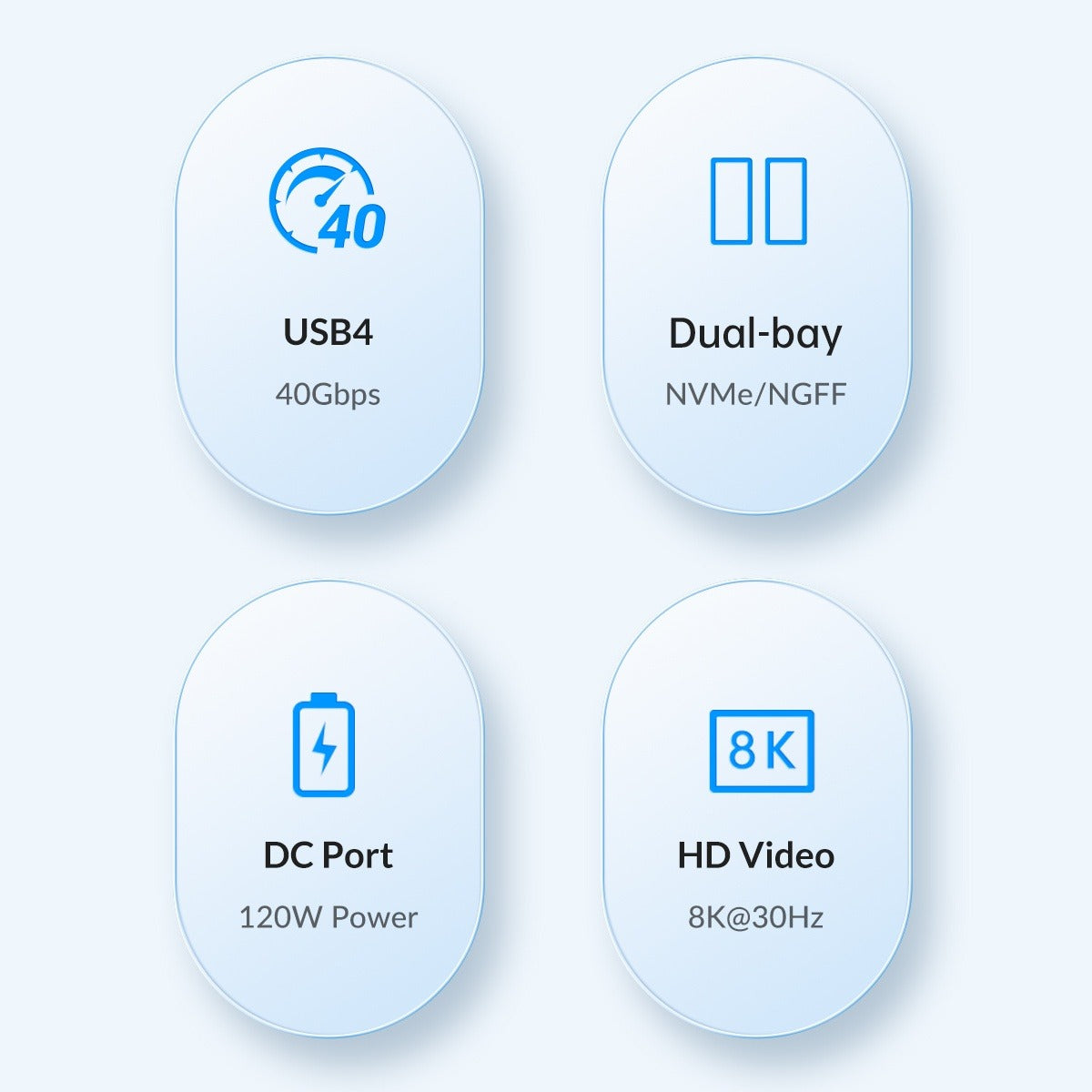 ORICO 11-in-1 Thunderbolt 3 40Gbps Type-C Docking Station with Dual-Bay M.2 NVMe SATA SSD Enclosure, DP 8K@30Hz Video Converter, RJ45 1000Mbps, USB-C/A Hub 10Gbps, PD 60W, 3.5mm Audio/Mic - Supports Windows & macOS PCs, Computers, Laptops