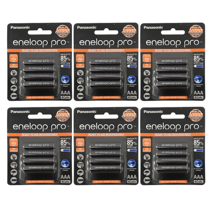 Panasonic Eneloop Pro BK-4HCCE-4BT Rechargeable Battery AAA Pack of 4 (Black) x6