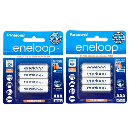 Panasonic Eneloop BK 4MCCE 4BT AAA Rechargeable Battery Pack of 4 (White) x2
