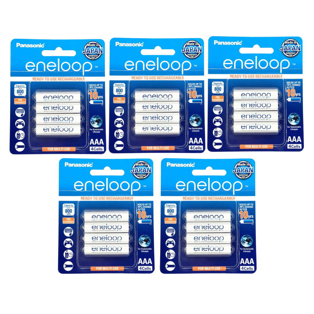 Panasonic Eneloop BK 4MCCE 4BT AAA Rechargeable Battery Pack of 4 (White) x5