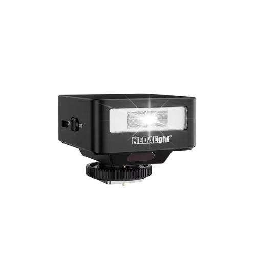 MEDALIGHT F30 Mini Camera Flash Portable Hot Shoe Flash w/ Optical Slave Trigger for Sony, Canon, Nikon, Fuji, Leica, Hasselblad, Ricoh & Other DSLR Cameras, 6200K±400 Color Temp, Rechargeable 600mAh Battery, USB-C Charging for Photography