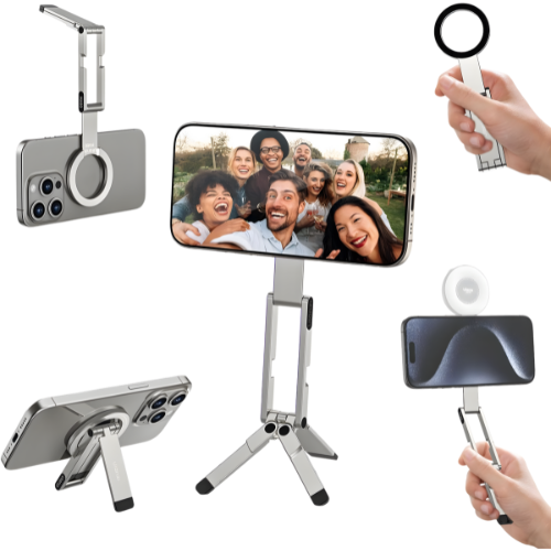 Ulanzi MA60 Foldable MagSafe Smartphone Tripod Stand with Multi-Angle Adjustment, Ultra Slim and Compact Design for iPhone 16/15/14/13/12 Pro Max & Other Compatible Mobile Devices - Ideal for Live Streaming, Vlogging
