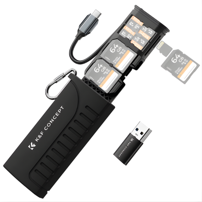 K&F Concept USB 3.1 UHS-II High-Speed Card Reader Storage Case, 312MB/s SD/TF Transfer, IP54 Design