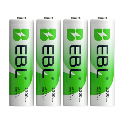 EBL LN-8111 Home Basic 1.2V AA 2300mAh NiMH Nickel Metal Hydride Rechargeable Batteries with Included Storage Case for Portable and Emergency Electronics (Pack of 4)