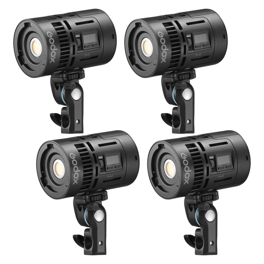 Godox KNOWLED MS60R 4K Full RGB LED 4 Light Studio Kit Set with 1800~10000K CCT, Zoom Lens & Modifiers, Onboard DMX / RDM CRMX App Control, Fan Cooled, USB-C Power, NFC Protection & 14 Lighting Effects for Photography