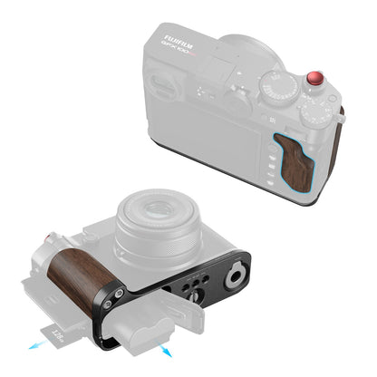 SmallRig Camera L-Shape Mount Bracket for FUJIFILM GFX100RF with Wooden Grip, Shutter Button, Arca-Swiss Type Baseplate, 1/4"-20 Thread Accessory Attachment | Black | Silver | 5265 | 5266 | JG