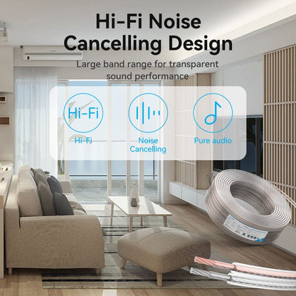 [CLEARANCE] Vention 100 Meters Hifi Audio Engineering Speaker Copper Cable with 5.2mm x 10.4mm size 400 Core 1200 - 1800W, Double Shielded with Noise Cancelling Function for Home Theater, Karaoke, Live Concert and Cinema | BJCTAD