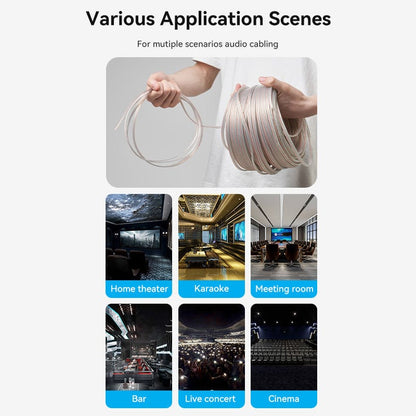 [CLEARANCE] Vention 100 Meters Hifi Audio Engineering Speaker Copper Cable with 5.2mm x 10.4mm size 400 Core 1200 - 1800W, Double Shielded with Noise Cancelling Function for Home Theater, Karaoke, Live Concert and Cinema | BJCTAD
