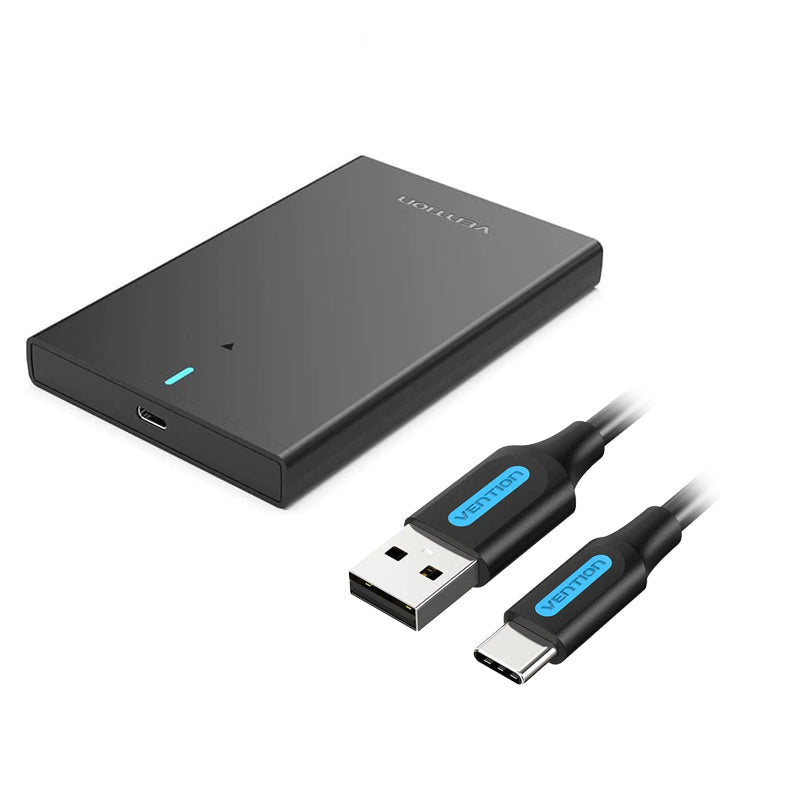 Vention USB 3.0 Micro-B / 3.1 Gen2 Type-C HDD SSD 2.5" SATA Hard Disk and Solid State Drive Enclosure with Up to 5Gbps - 6Gbps Data Transfer Rate for Computers, Consoles, TV, and Routers | KPAB0 KPBB0