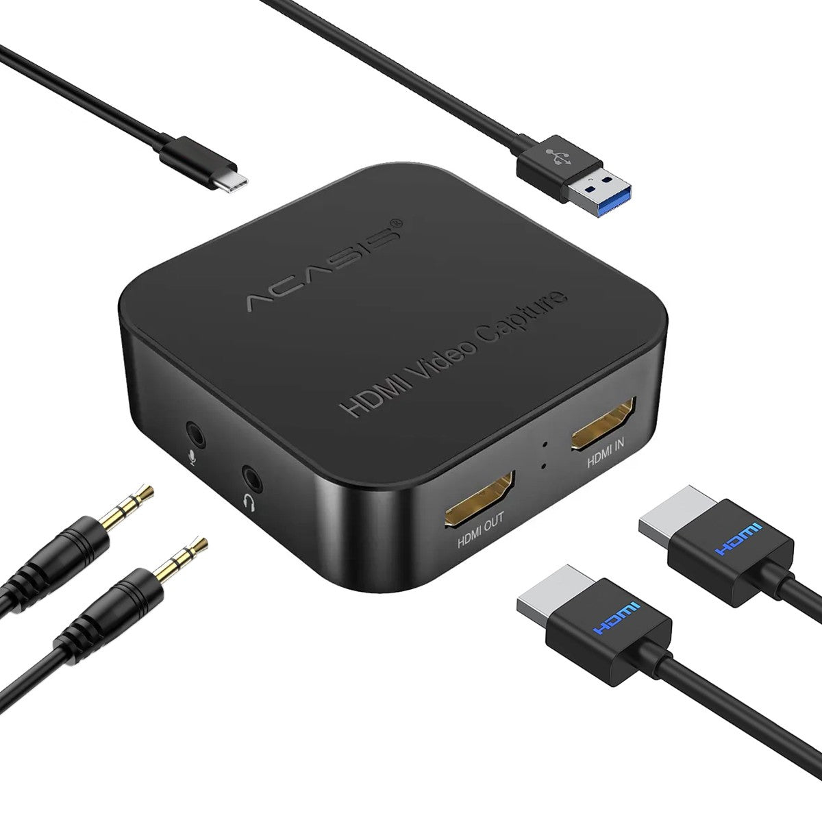 ACASIS HDMI to USB 3.0 Video Capture Card HD 1080p 60fps for PC Gaming Live Streaming with YUY2 Output Color Space, 3.5mm Audio Input, Driver-Free | AC-HDU3H