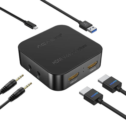 ACASIS HDMI to USB 3.0 Video Capture Card HD 1080p 60fps for PC Gaming Live Streaming with YUY2 Output Color Space, 3.5mm Audio Input, Driver-Free | AC-HDU3H