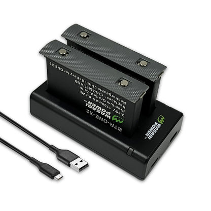 Wasabi Power Rechargeable Battery (2-Pack) 3.85V 1700mAh with USB Dual Charger Kit for Insta360 ONE X2 Camera