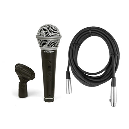 Samson R21S3 3-Pack / Single Cardioid Dynamic Microphone Bundle Set Kit with Mic Clip and XLR Male to XLR Female Cable, 80 Hz to 12 kHz Frequency Range for Audio Vocal and Instrument Recording, Live Performance, Music Education, Karaoke, Multimedia