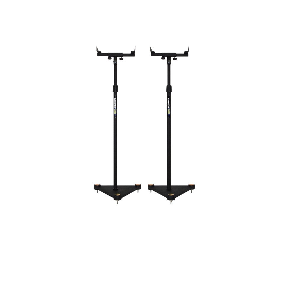 Samson MS100 Studio Monitor Stands Pair with Adjustable up to 4" Height, Triangular Metal Base for Concerts and Recordings
