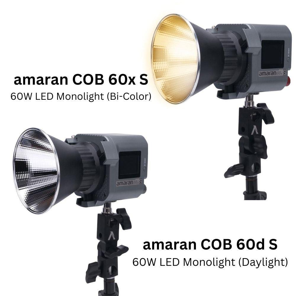 Aputure Amaran COB 60x S Bi-Color / 60d S Daylight 65W Compact LED Monolight with Bowens S Mount Hyper Reflector, Dual NP-F Battery Plates & Bluetooth for Photography Video Vlogging Live Streaming Film Production Studio Lighting Equipment
