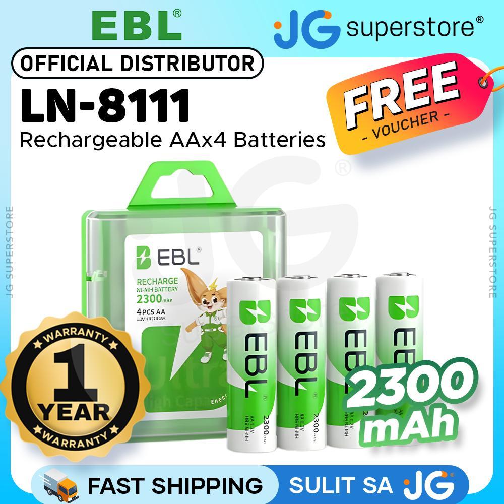 EBL LN-8111 Home Basic 1.2V AA 2300mAh NiMH Nickel Metal Hydride Rechargeable Batteries with Included Storage Case for Portable and Emergency Electronics (Pack of 4)