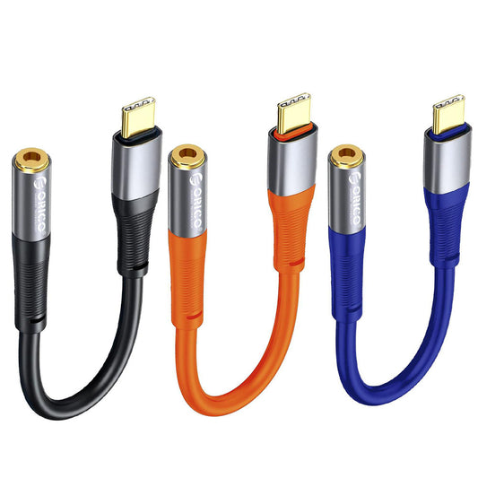 [CLEARANCE] ORICO (AXC) 0.2m USB Type C Male to 3.5mm Female to Male Jack AUX Audio Adapter Cable for Mobile Phone Tablet Computer PC Laptop Speaker Headphone Headset Microphone Car Stereo | Black Blue Orange