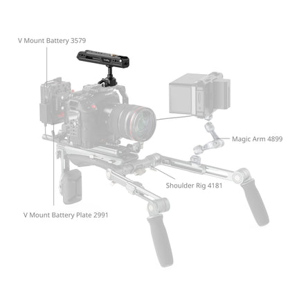 SmallRig Top Handle 360° Rotation with TO Clamp, Cold Shoe, Built-in Silicon Pads Grip, 3/8"-16 ARRI Locating Holes for Monitor Mounts & Camera Accessories | 4152
