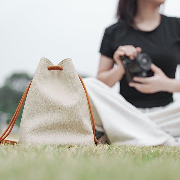 TTArtisan Drawstring Camera Sling Bag Crossbody Shoulder with Splash Proof PU Leather and Flocking Cloth Protection, Extra Pockets, and Removable Strap for DSLR Mirrorless Cameras