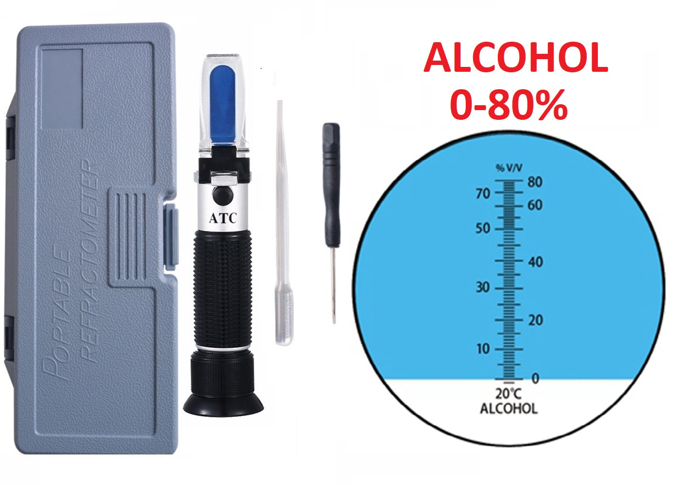 XRCLIF Hochpräzises Alkohol Refraktometer 0-80% v/v