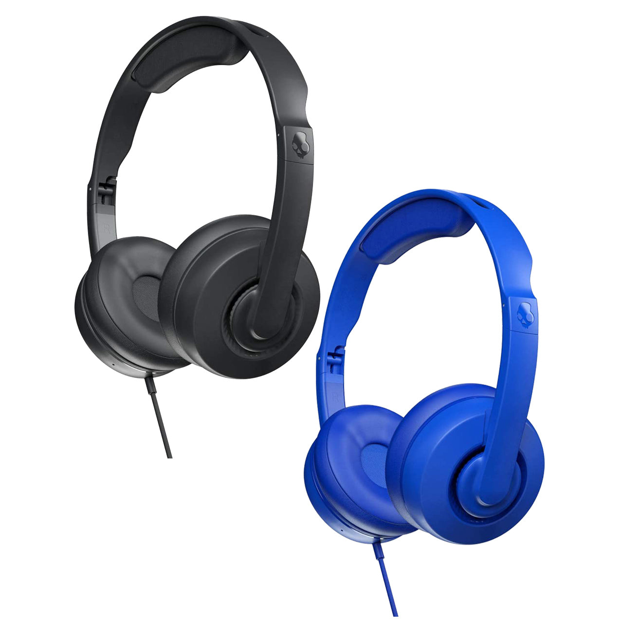 Skullcandy Cassette Junior Wired Headphones Volume-Limiting Over-Ear Foldable Headset with Mic, Soft Ear Cushions (Black, Cobalt Blue)