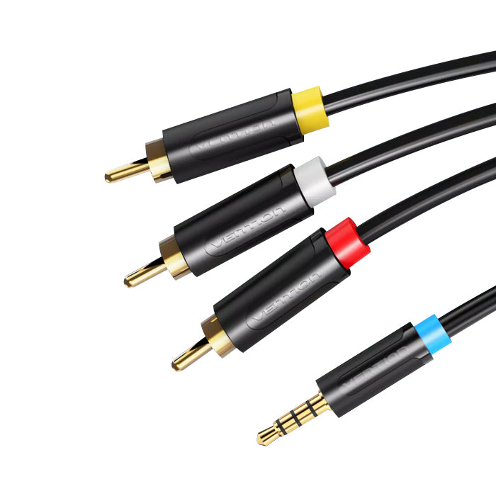 Vention TRS 3.5mm Male to Triple RCA Male Gold Plated (BCJ) Audio Cable for Amplifiers, Sound Box, TV (1.5M and 2M)