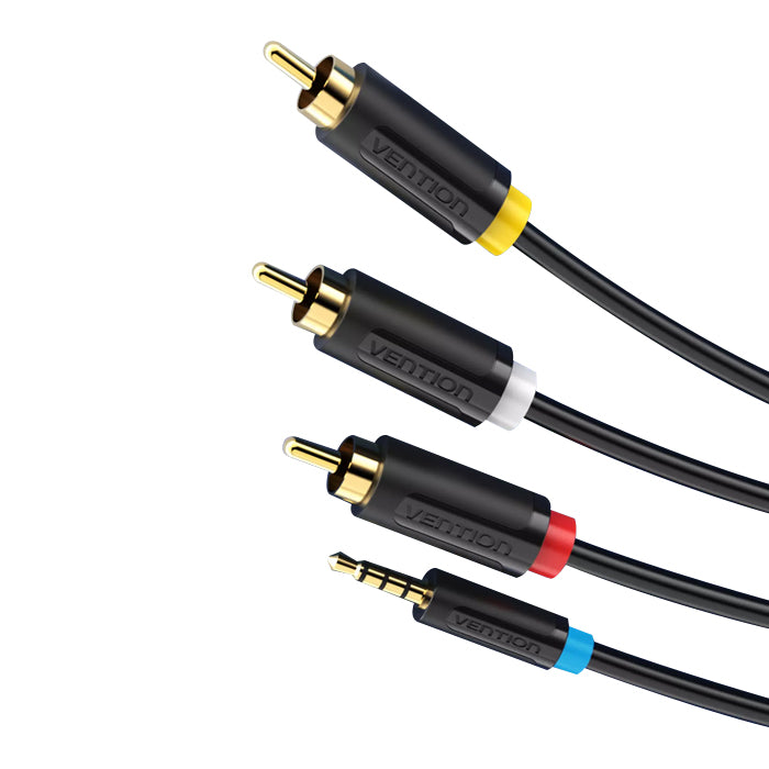 Vention TRS 3.5mm Male to Triple RCA Male Gold Plated (BCJ) Audio Cable for Amplifiers, Sound Box, TV (1.5M and 2M)