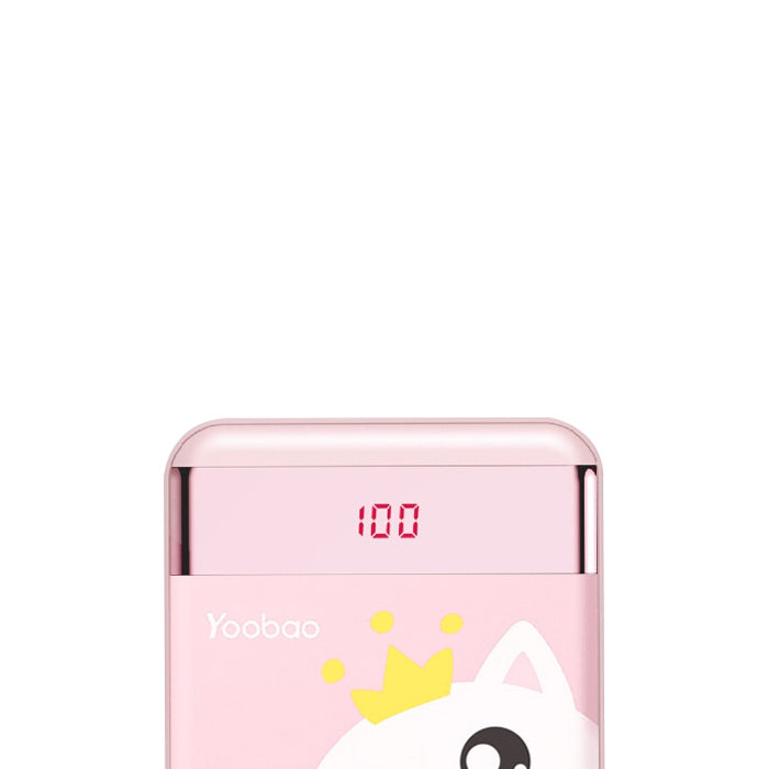 Yoobao M4 Pro Mini Cute Portable Charger 10000mAh Powerbank Battery Pack with Dual USB Output Compatible for Smartphones (Pink Queen)