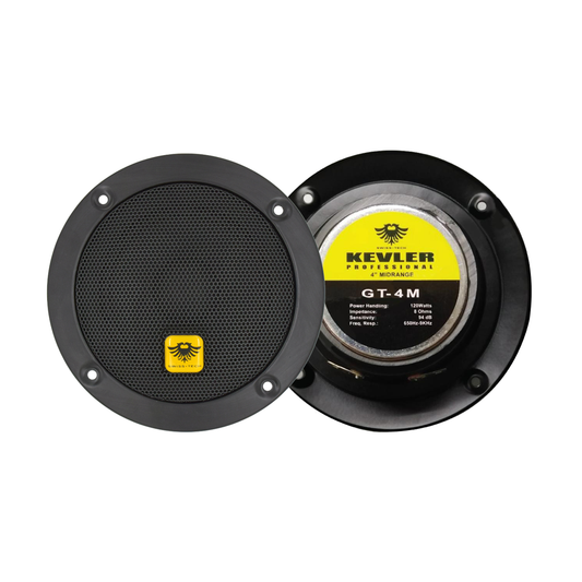 KEVLER GT-4M 120W Speaker Driver with 4" Cone Midrange, 8 Ohms Impedance, 94dB Sensitivity and 650Hz-9KHz Frequency Response