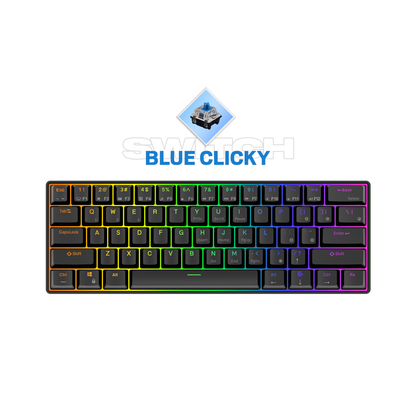 [CLEARANCE] Royal Kludge RK RK61 RGB 61 Keys Dual Mode Bluetooth 5.2 and Wired Mechanical Gaming Keyboard (White) - Blue Clicky