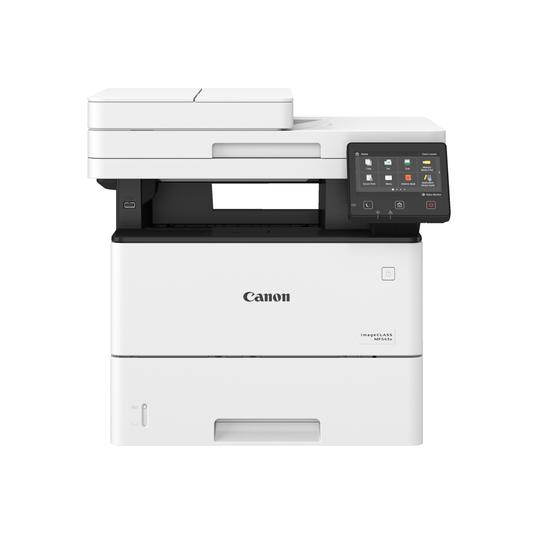Canon imageCLASS MF543X 5-in-1 Monochrome Laser Printer with Print, Colored Scan, Send, Copy and Fax, 1200DPI Printing Resolution, 2,300 Max Expandable Paper Storage, 5" Touch Panel, WiFi and Ethernet for Office and Commercial Use