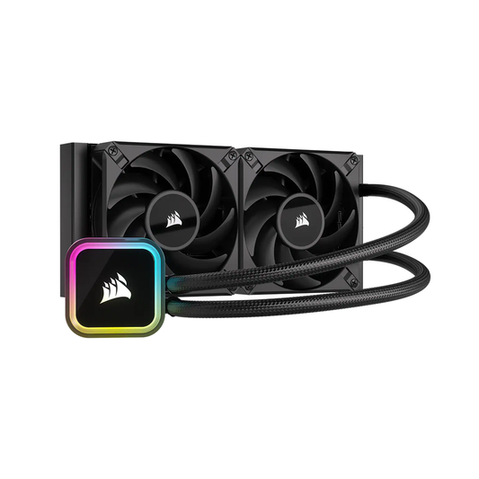 CORSAIR H100i iCUE RGB Elite Liquid CPU Cooler with Dual 120mm AF120 Elite Fans, Thermalized Pump and Cold Plate for Desktop PC Computer | CW-9060058-WW