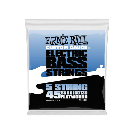Ernie Ball Custom Gauge Flatwound 5-String Electric Bass Flat Stainless Steel String Set (.045 - .130) | 2810