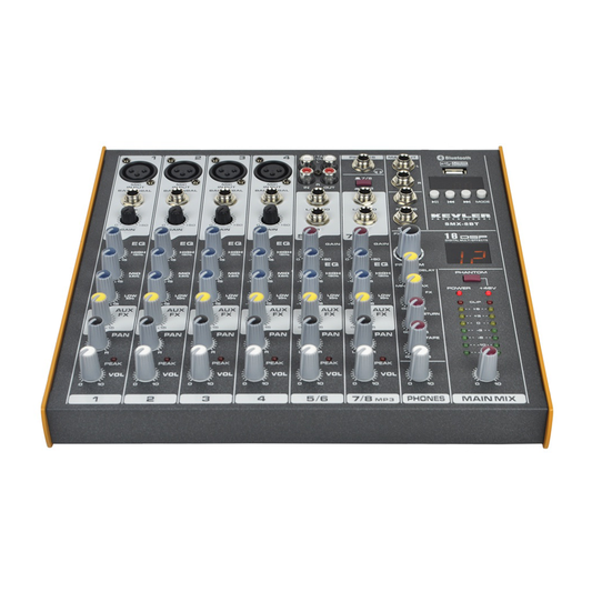 KEVLER SMX-8BT 8-Channel Compact Bluetooth Mixer with 4 Microphone/Line 2-Stereo Input, USB and MP3 Play/Record Function and 16 DSP Effects