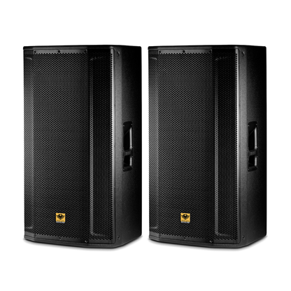 [CLEARANCE] KEVLER SRX-825A 15" 2200W Dual Full Range 2-Way High Powered Active Subwoofer Speakers (PAIR) with Built-in Class D Amplifier, 2 SpeakOn Terminals, Multiple Handles for Large Rooms and Outdoor Use