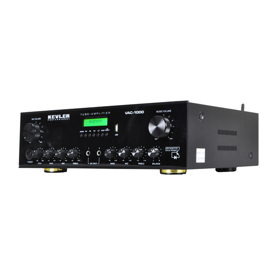 KEVLER VAC-1000 Vacuum Tube Pre-Amplifier with 3 Line + Optical & Coaxial Inputs, Built-in Feedback Suppressor for Mic Priority Master Controls, 3 Mic Inputs, USB and Bluetooth Connectivity