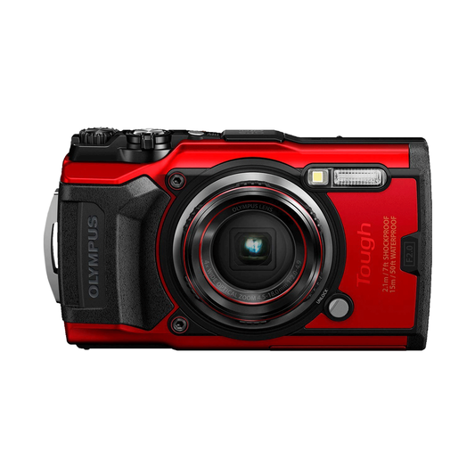 OLYMPUS Tough TG-6 12MP 4K UHD f1/2.3 Ultra Compact Digital Action Camera with 4x Optical Zoom, IP68 Waterproof, 5 Underwater Shoot Modes, Harsh Environment Resistance and GPS, WiFi Interface (Red, Black)