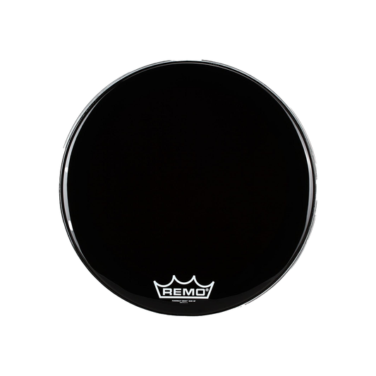 Remo 24" PowerMAX Ebony Film Marching Bass Drum Head with 10mm Mylar Film Muffle Protection and Crimp Lock Hoop Design | PM-1424-MP