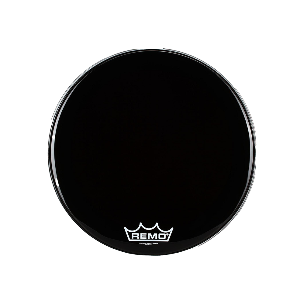 Remo 24" PowerMAX Ebony Film Marching Bass Drum Head with 10mm Mylar Film Muffle Protection and Crimp Lock Hoop Design | PM-1424-MP