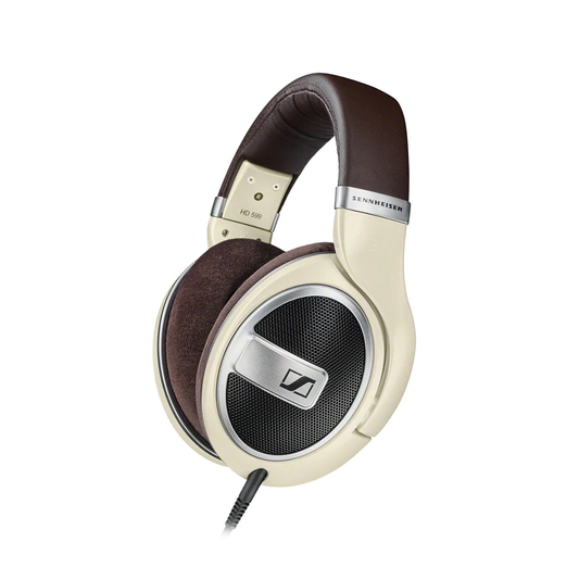 Sennheiser HD 599 Open Back Acoustic Over Ear Headphones with Stereo Spatial Audio Performance and 3.5mm / 6.3mm Straight Plugs for PC Laptop and Smartphones (Matte Ivory)