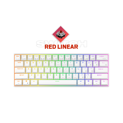 [CLEARANCE] Royal Kludge RK RK61 RGB 61 Keys Dual Mode Bluetooth 5.2 and Wired Mechanical Gaming Keyboard (White) - Blue Clicky